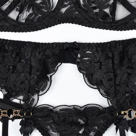Ins Hot Style European American Style Complex Sexy Lingerie Ancient Gem Embroidered Bra Set Sexy