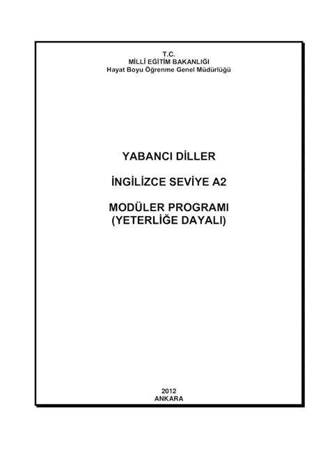 PDF YABANCI DİLLER İNGİLİZCE SEVİYE A2ngilizce 3 İNGİLİZCE