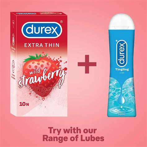 Durex Extra Thin Wild Strawberry Flavored Condoms 10pcs Beauty Mind