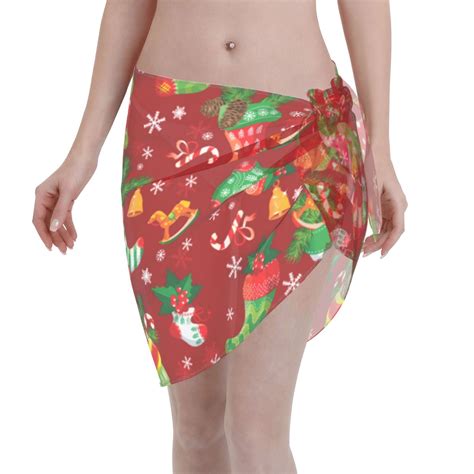 Adobk X Mas And New Year Swimsuit Coverups For Women Beach Bikini Short Skirt For Swimwear