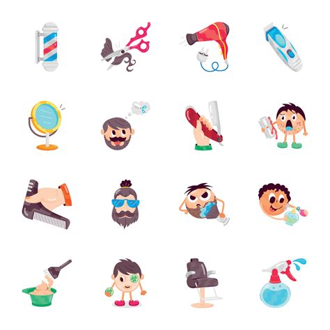 Collection of Flat Style Barber Shop Stickers 46105846 Vector Art at Vecteezy