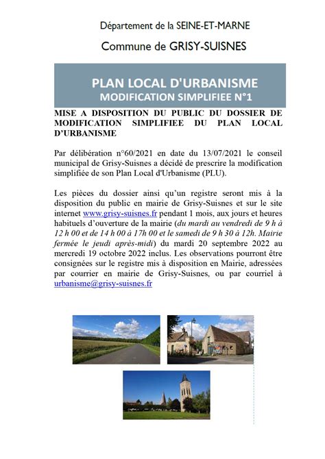 Modification simplifiée du PLU Mairie de Grisy Suisnes