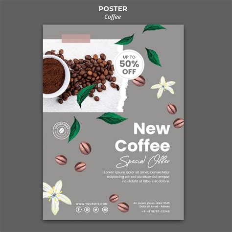 Free PSD | Poster template for coffee