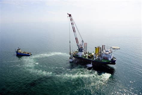 The First Turbine Installed At Borkum Wind Farm