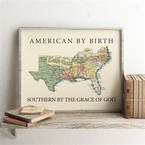 Printable Map Southern States Map Print Wedding Gift - Etsy