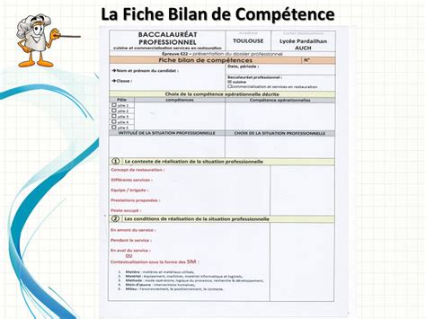 Les Fiches Bilans De Compétences Bac Pro Service Divers Exemples