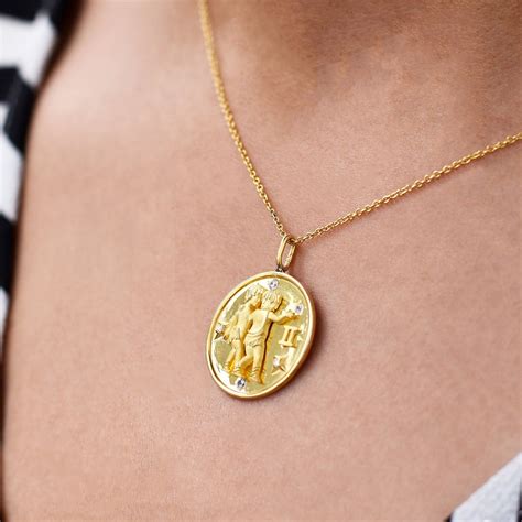 14k Gold Zodiac Necklace Diamond Zodiac Pendant Zodiac Silver