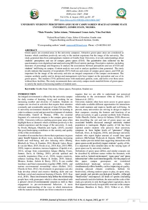 (PDF) University Students’ Perceptions and Use of Campus Green Spaces ...