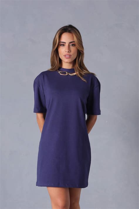 Vestido Oversized Azul Tinteiro Valentt Fabrica De Moda