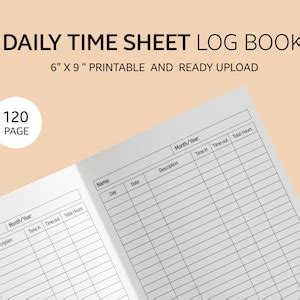 Daily Time Log Sheet, Daily Timecard Forms, Daily Time Schedule Card ...