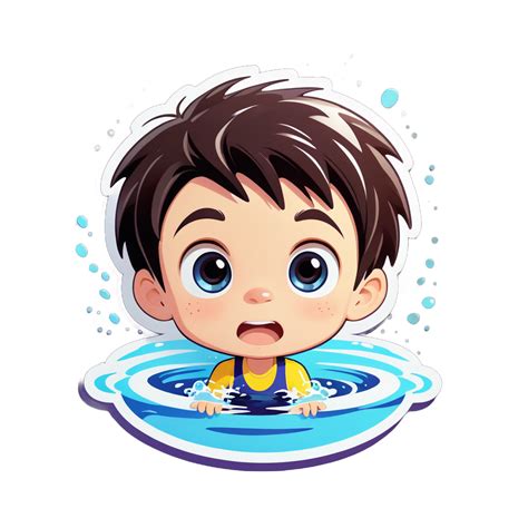 I made an AI sticker of boy learn swimming and looked very scared to ...
