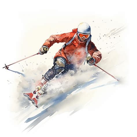 Premium Photo | A painting of Ski watercolor