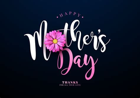 Happy Mothers Day Banner Or Postcard With Hearts Vector Image