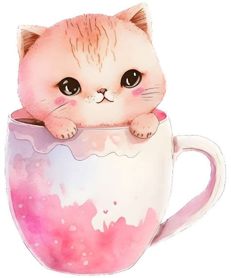 Kitten in a cup. Котик в чашке. PNG. | Очаровательные котята, Кошачьи ...