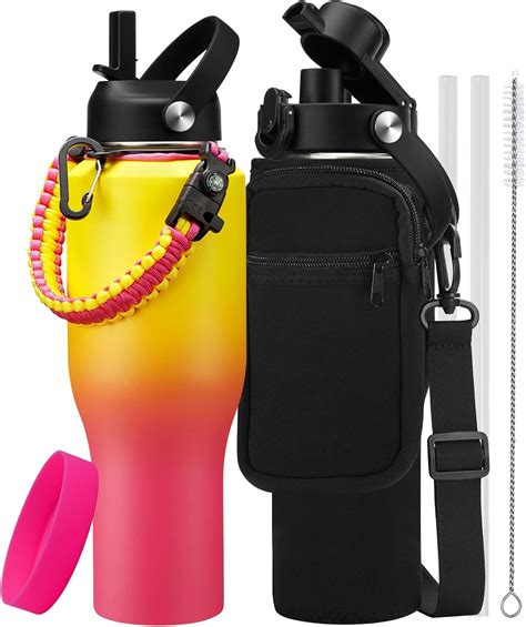 Amazon Insulated Water Bottle Oz Tumbler Fits In Any Cup Holder Keep Cold H Hot H