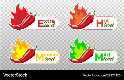 Icons With Chili Pepper Spice Levels Hot Vector Image