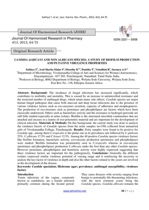 (PDF) Candida albicans and non albicans species: a study of biofilm ... 