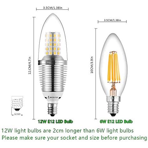 (4 Pack LED Candelabra Bulb, 12W Daylight White 6000K Candle Bulbs, 85 ...