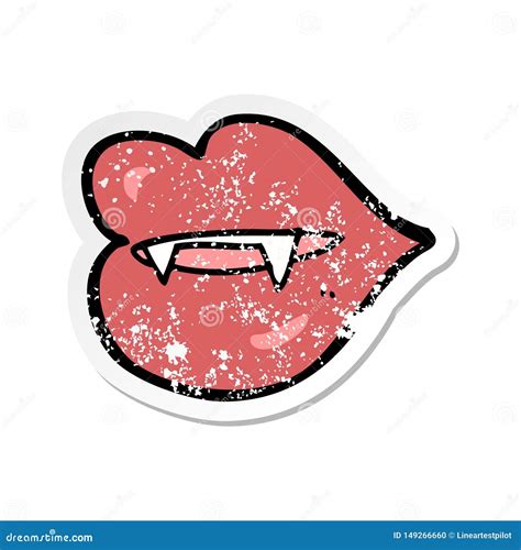 Retro Distressed Sticker Of A Cartoon Vampire Fangs Stock Vector