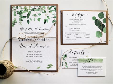 Invito Al Matrimonio Greenery Eucalyptus Inviti Di Nozze Etsy