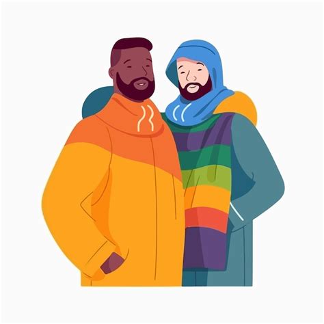 Premium Vector A Portrait Of Gay Couple With A Rainbow Flag The Concept Of Lgbtq Illustration