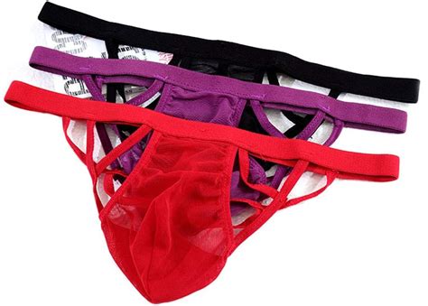 Khufuzi Men S Colors Pack Sexy Underwear Ice Silk G Strings Waistband Bikini Thongs Gift For