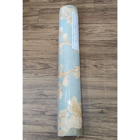 Bedroom Blue And Beige Floral Printed PVC Wall Paper For Home Size