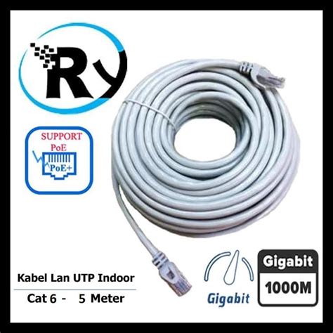 Jual Kabel Lan 5M Cat6 5Meter Cable Cat 6 Utp 5 Meter 1Gbps Siap Pakai