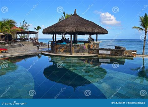 Gazebo Bar Next To A Pool At Tropical Beach Of A Hotel Resort Stock