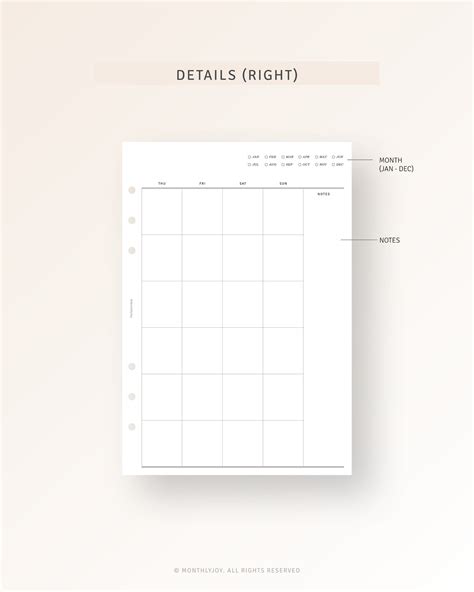 Monthly Planner Printable A5 Planner Inserts Undated Monthly - Etsy