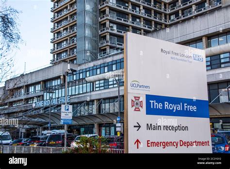 LONDON- JANUARY, 2019: The Royal Free London hospital in Hampstead. A major teaching hospital in ...