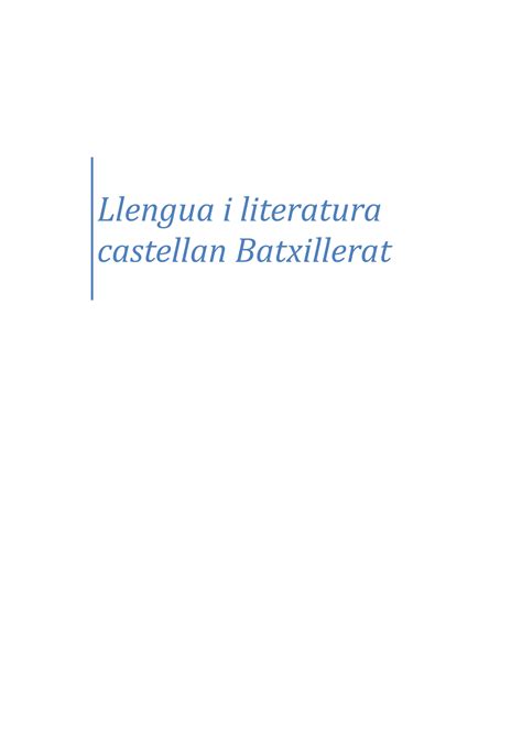 Morfologia Y Semantica Llengua I Literatura Castellan Batxillerat