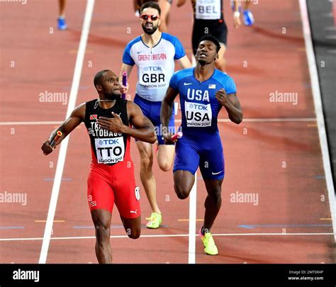 Trinidad And Tobagos Lalonde Gordon Celebrates As Crosses The Finish