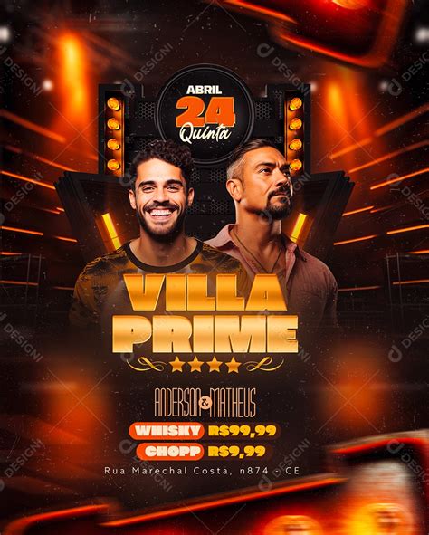 Flyer Villa Prime Anderson e Matheus Social Media PSD Editável