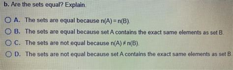 Solved Answer the following questions about the given sets. | Chegg.com