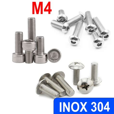 Set 10 con Ốc Bulong Inox 304 M4 4mm các độ dài 5mm 6mm 10mm 16mm