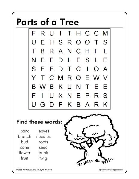 Parts Of A Tree Worksheet For Kindergarten 2nd Grade Lesson Planet