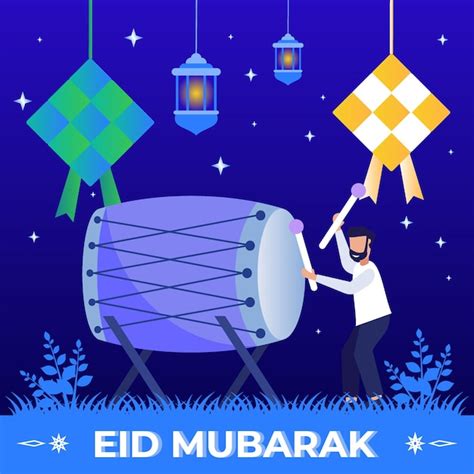 Illustrationsvektorgraphikzeichentrickfilm Figur Von Eid Mubarak