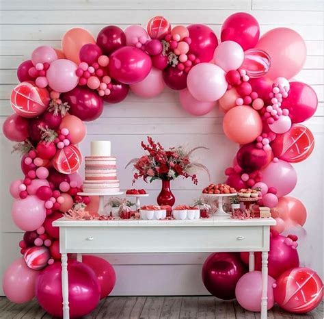 Hot Pink Balloon Garland Double Stuffed Dark Pink Baby Pink Balloon ...