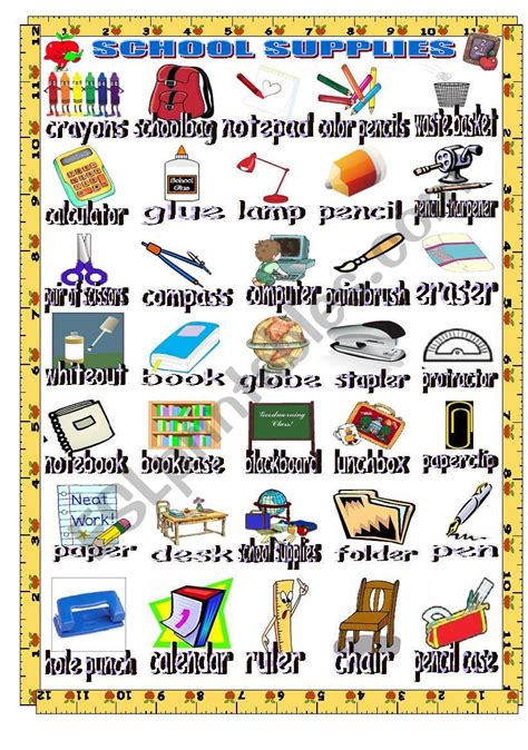 SCHOOL SUPPLIES PICTIONARY 1 3 ESL Worksheet By Teacher Ady