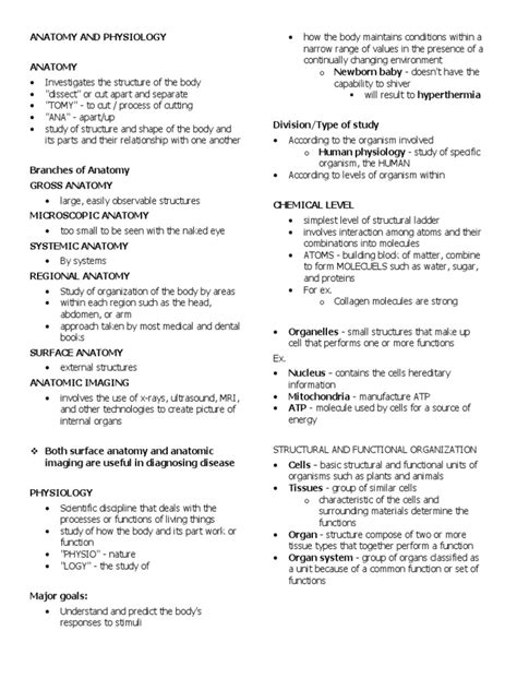 Anatomy and Physiology Notes | PDF | Anatomy | Homeostasis