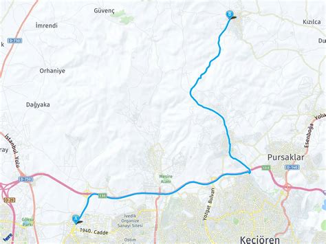 Ankara Yenimahalle Ankara Tunalı Arası Kaç Kilometre