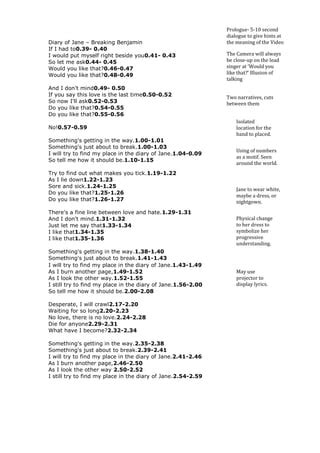 Diary of jane lyrics breakdown | PDF