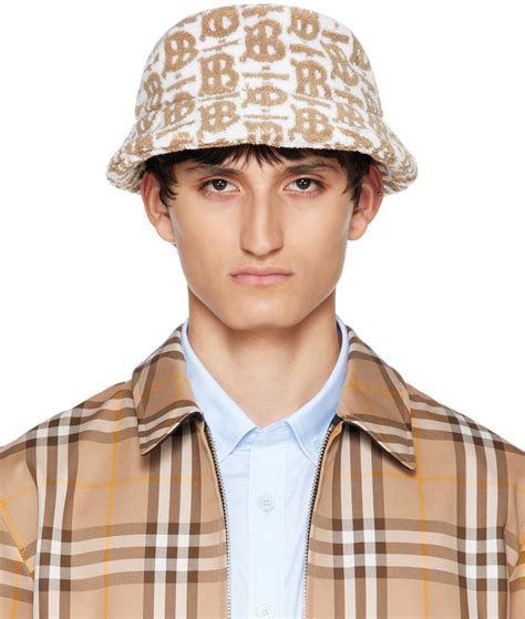 Burberry Beige White Monogram Bucket Hat SSENSE