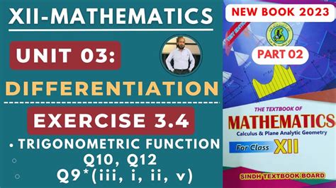 Xii Maths Unit Ex Part Differentiation New Book