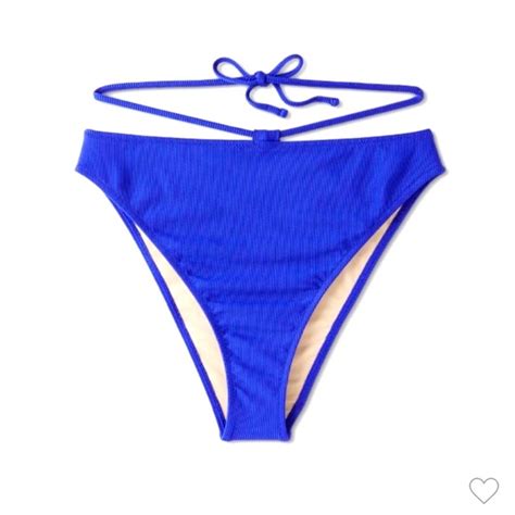 Shade Shore Swim Nwt Shade Shore Blue Ribbed High Waist High Leg Cheeky Swim Bikini Bottom