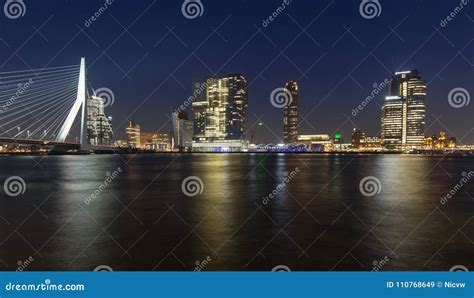 Rotterdam Skyline at Night 1. Editorial Stock Image - Image of ...