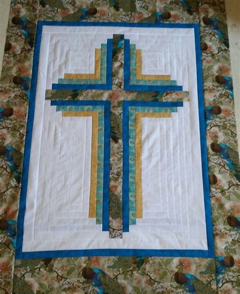 Log Cabin Christian Cross Quilt In Peacock Cross Quilt Quilts