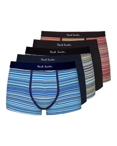 Paul Smith Mens Five Pack Signature Stripe Plain Boxers Multicoloured