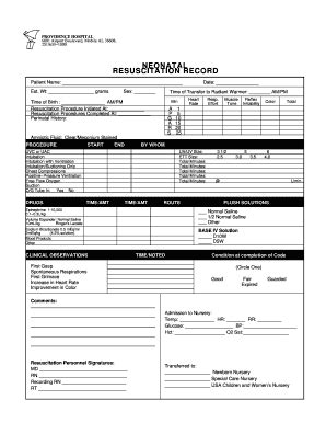 Neonatal Resuscitation Record